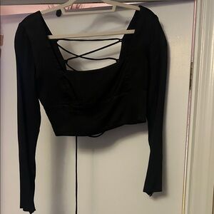 Zara Black Lace-Up Crop Top